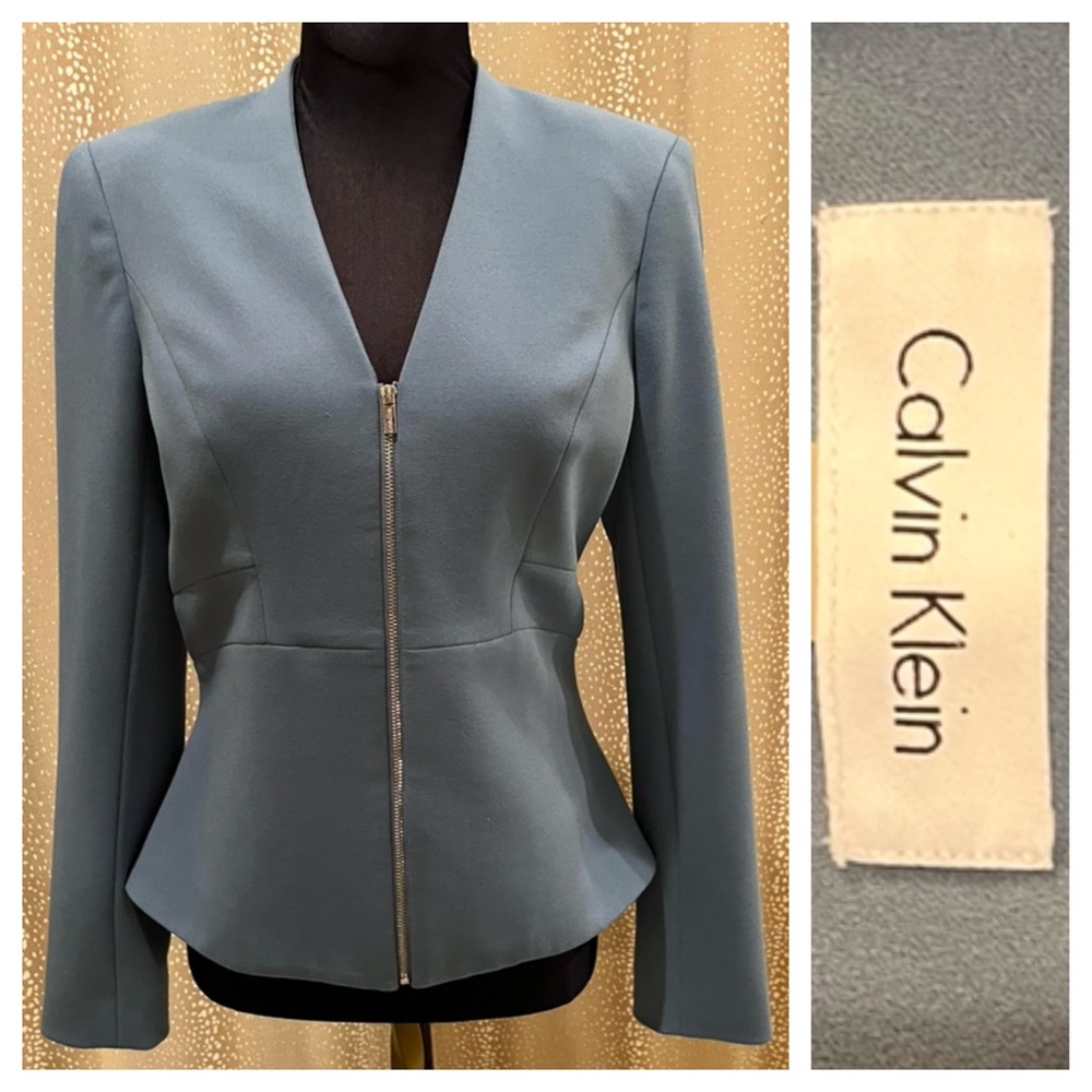 Calvin Klein Zip Up Slate Blue Blazer